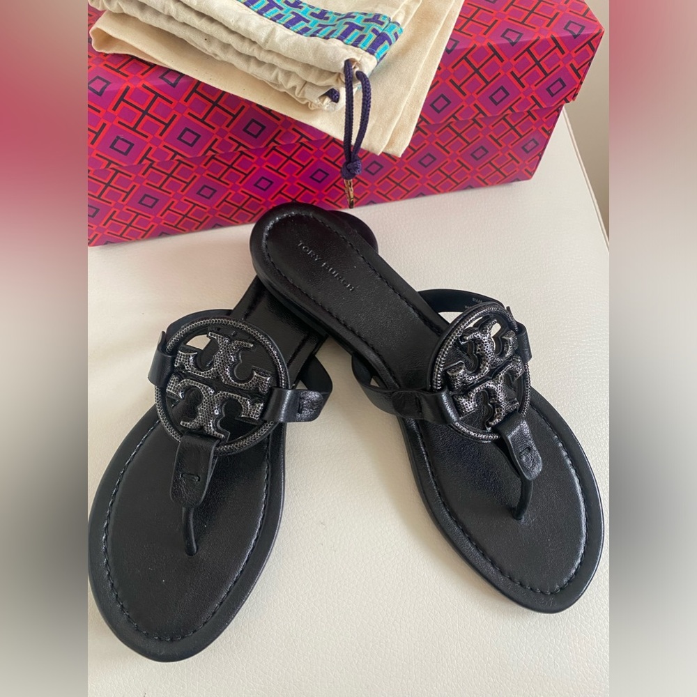 TORY BURCH MILLER PAVE’ LEATHER SANDAL SIZE 8.5 NEW IN BOX